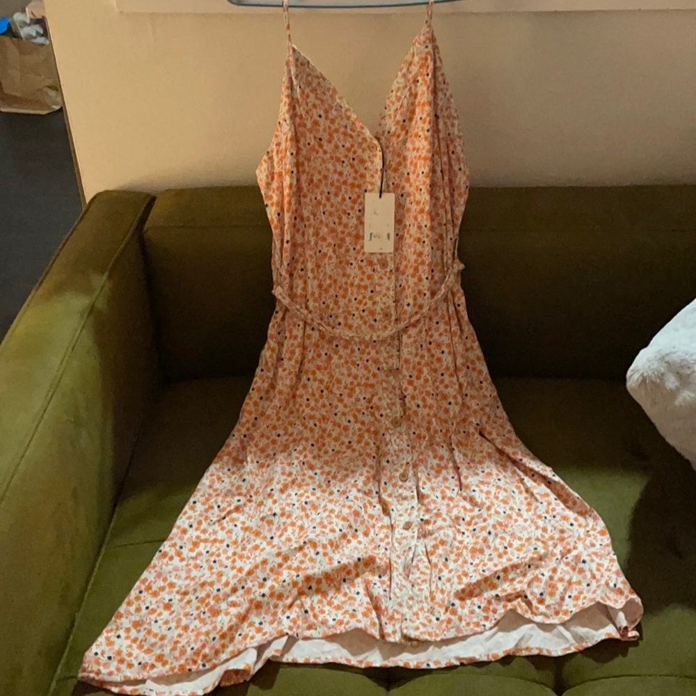 Floral button front dress